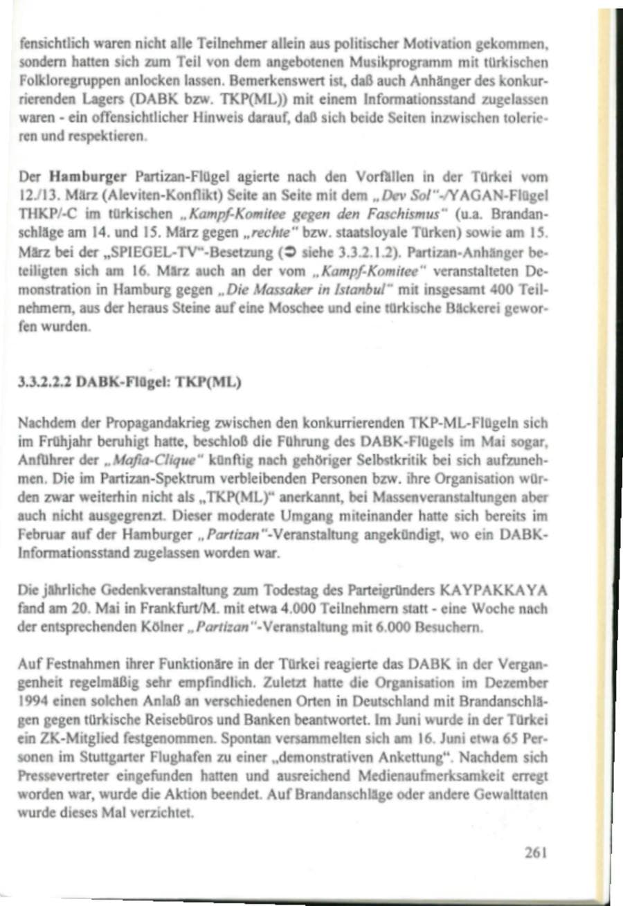 Seite 266 des Verfassungsschutzbericht 1995 Hamburg
