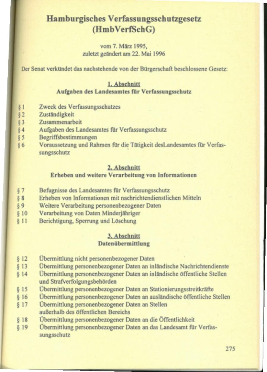 Seite 280 des Verfassungsschutzbericht 1995 Hamburg