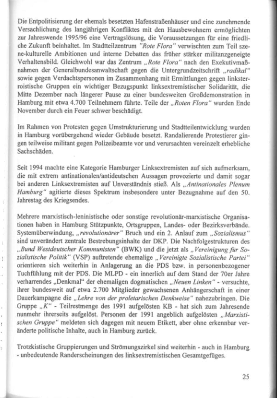 Seite 30 des Verfassungsschutzbericht 1995 Hamburg