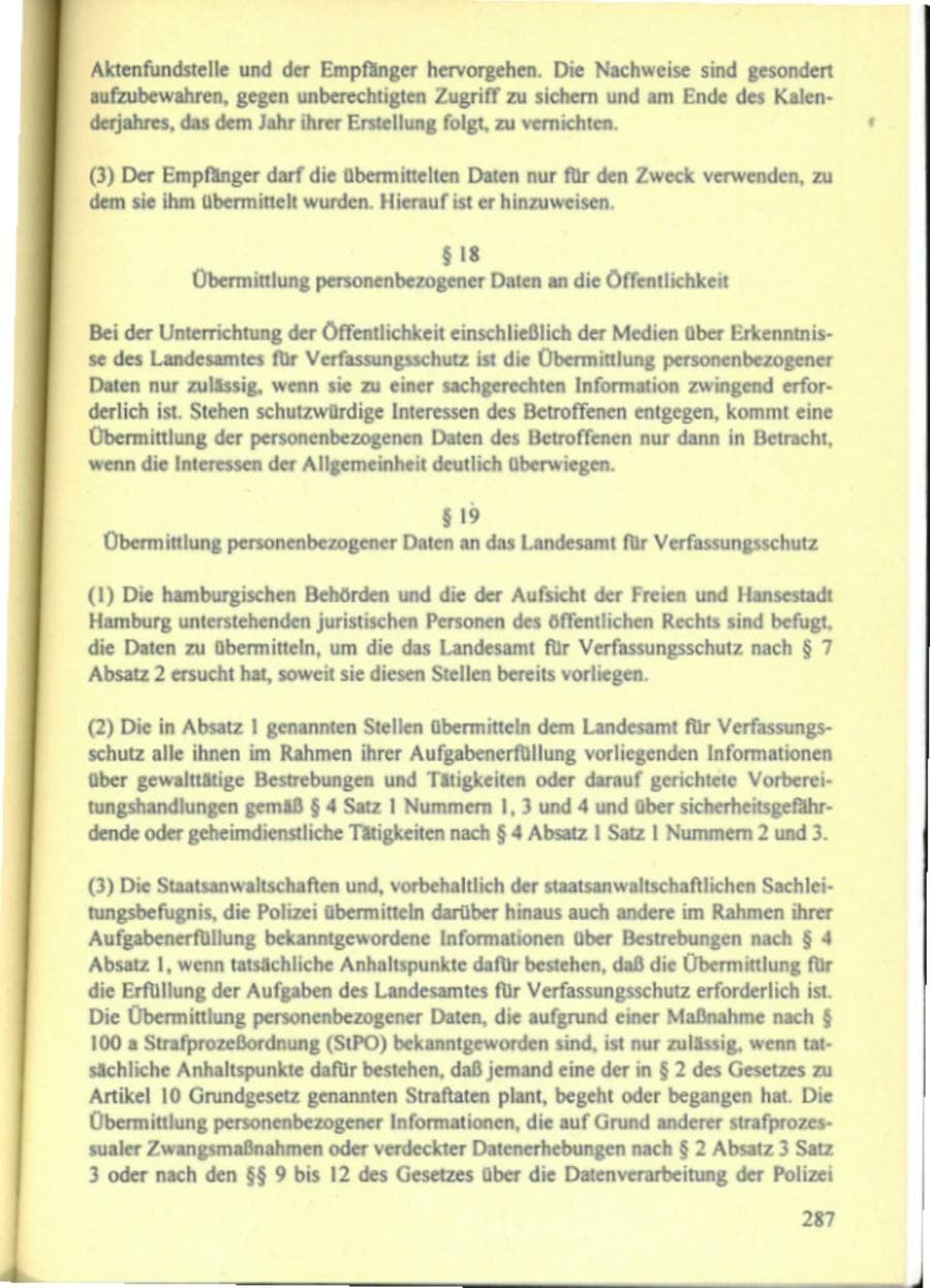 Seite 292 des Verfassungsschutzbericht 1995 Hamburg