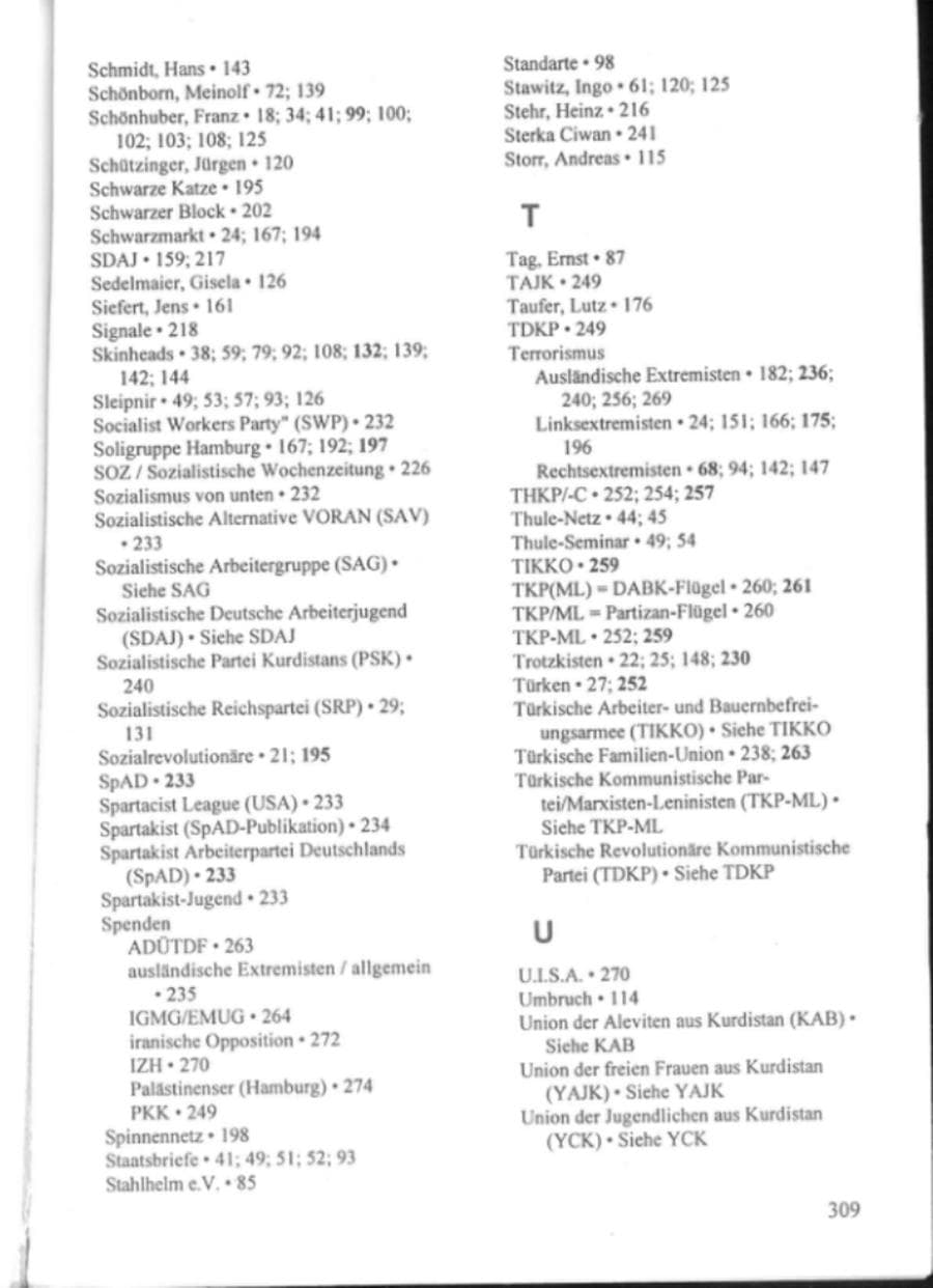 Seite 314 des Verfassungsschutzbericht 1995 Hamburg