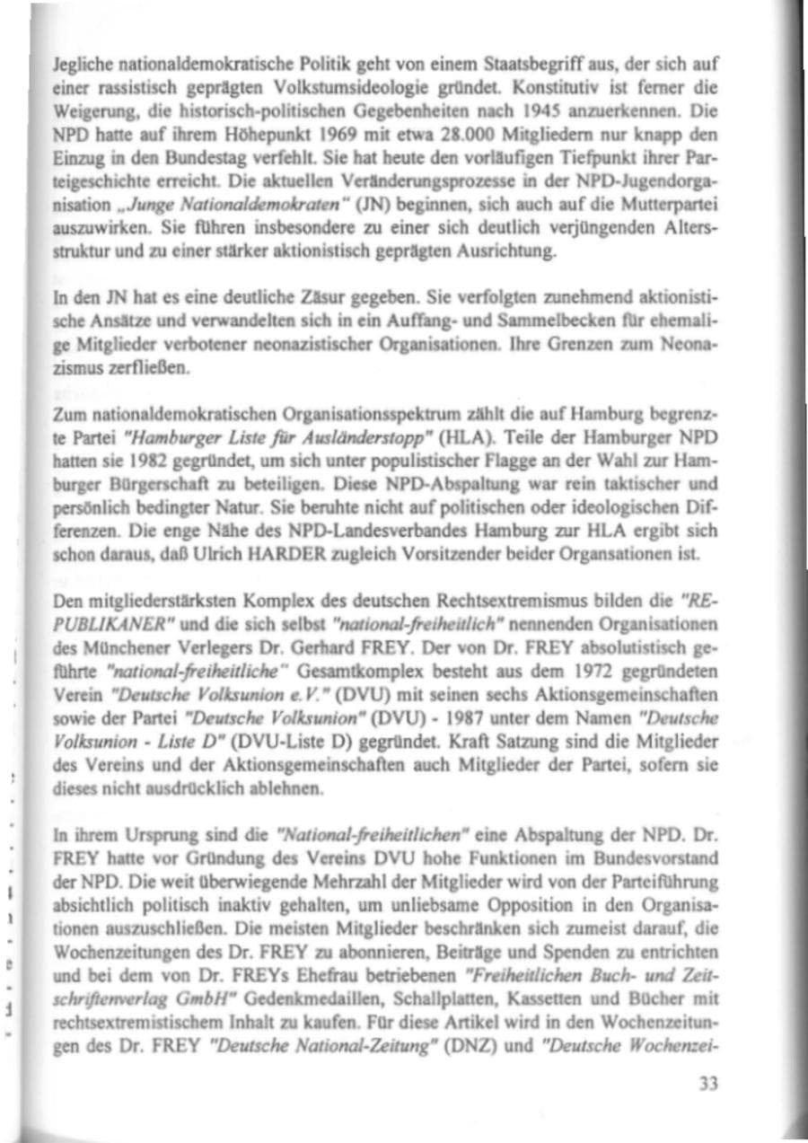 Seite 38 des Verfassungsschutzbericht 1995 Hamburg