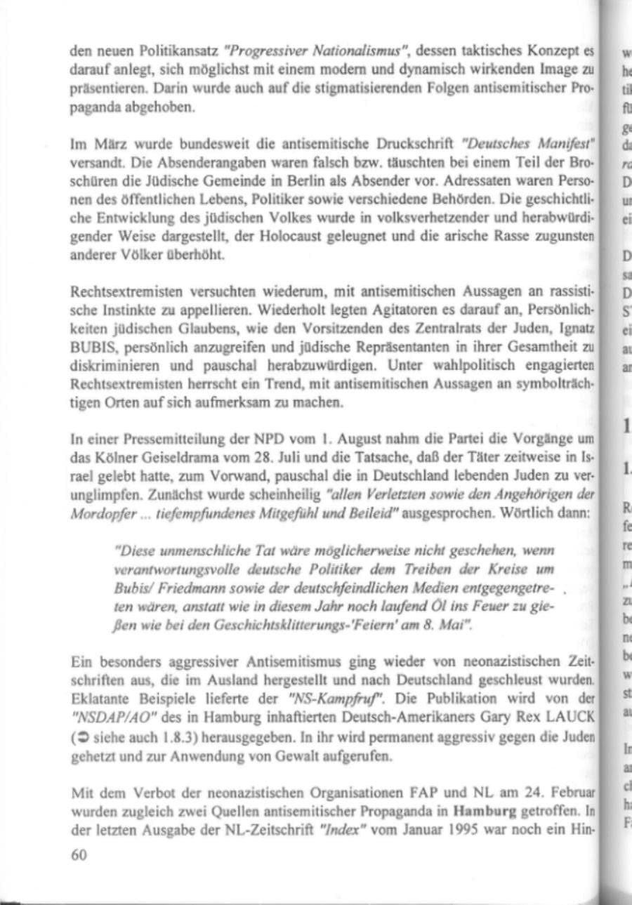 Seite 65 des Verfassungsschutzbericht 1995 Hamburg