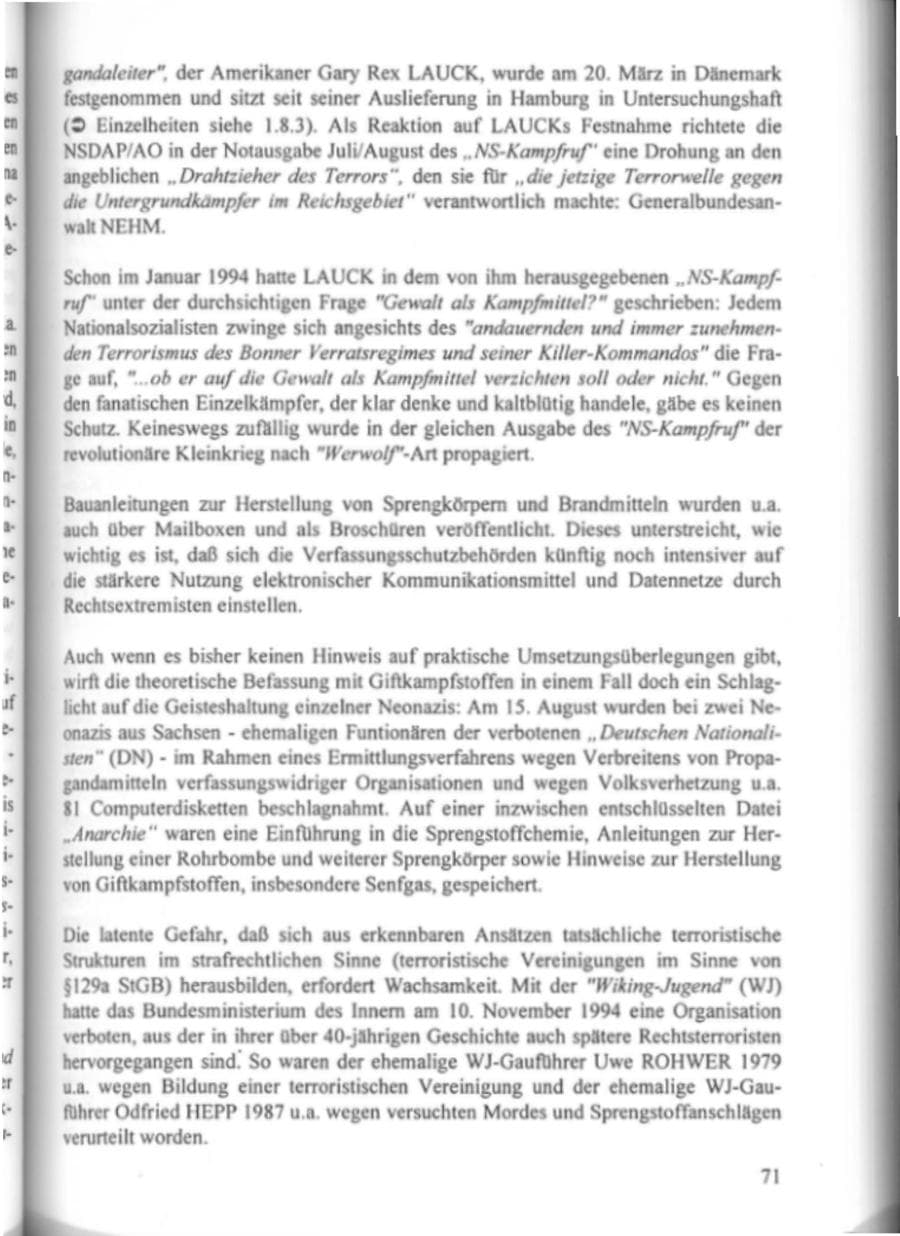 Seite 76 des Verfassungsschutzbericht 1995 Hamburg