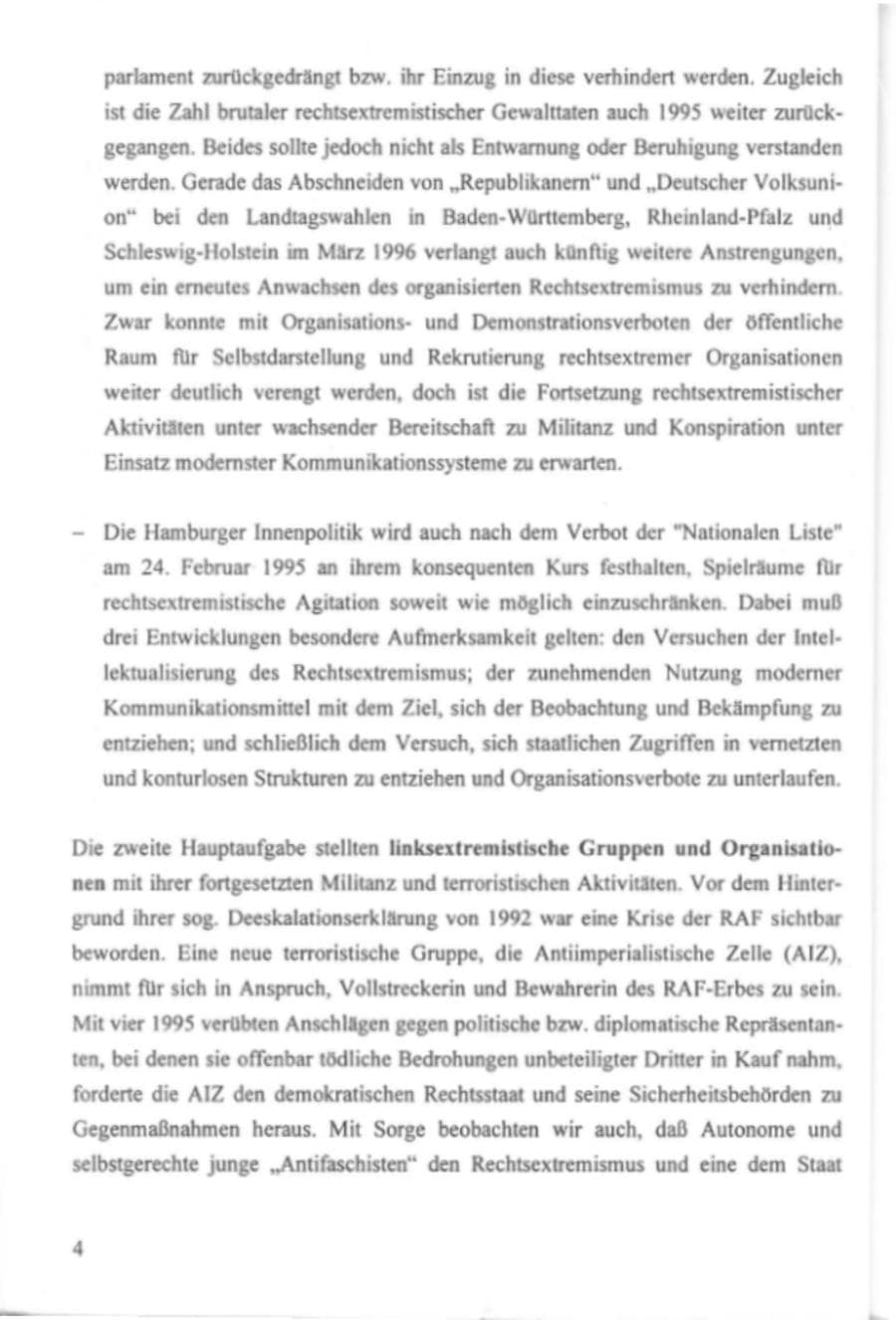 Seite 9 des Verfassungsschutzbericht 1995 Hamburg