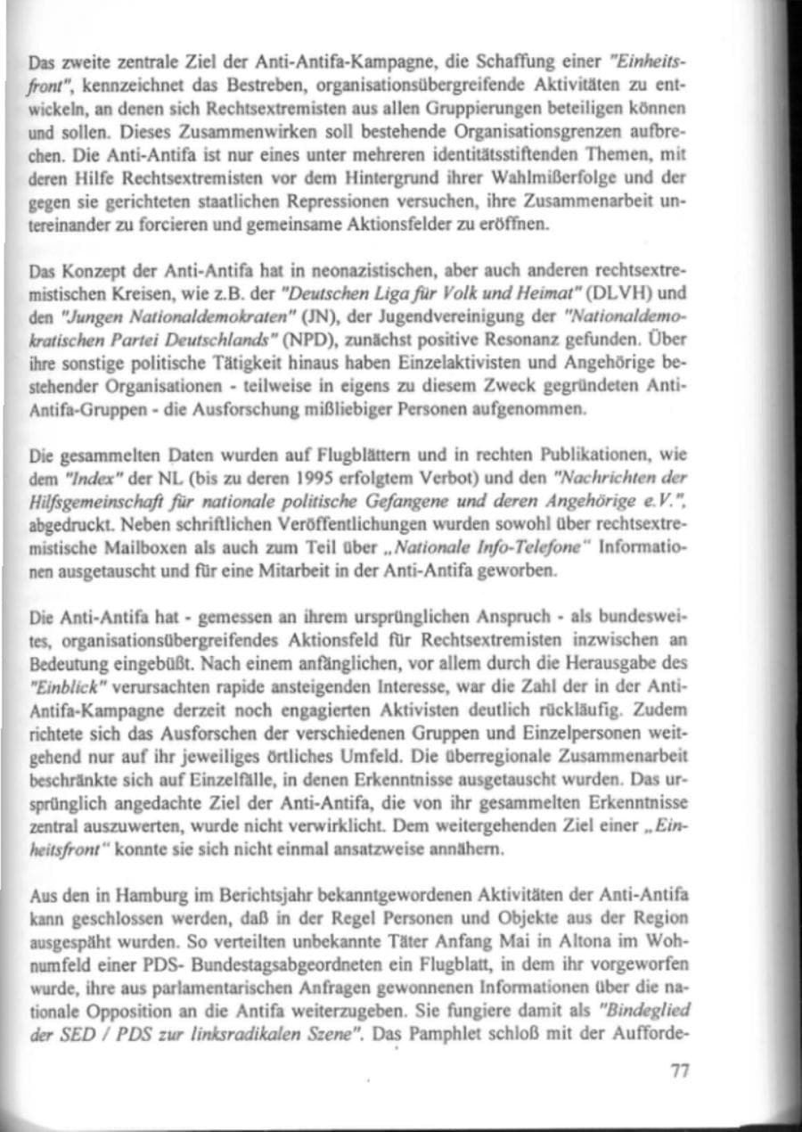 Seite 82 des Verfassungsschutzbericht 1995 Hamburg
