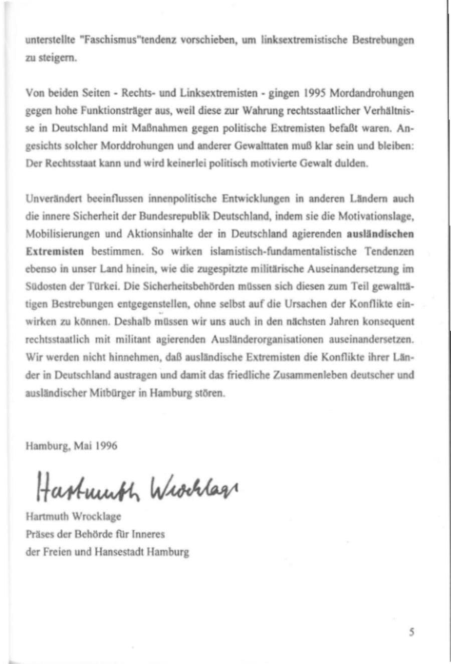 Seite 10 des Verfassungsschutzbericht 1995 Hamburg