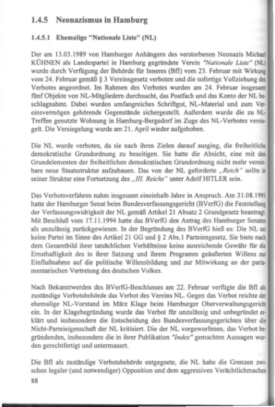 Seite 93 des Verfassungsschutzbericht 1995 Hamburg