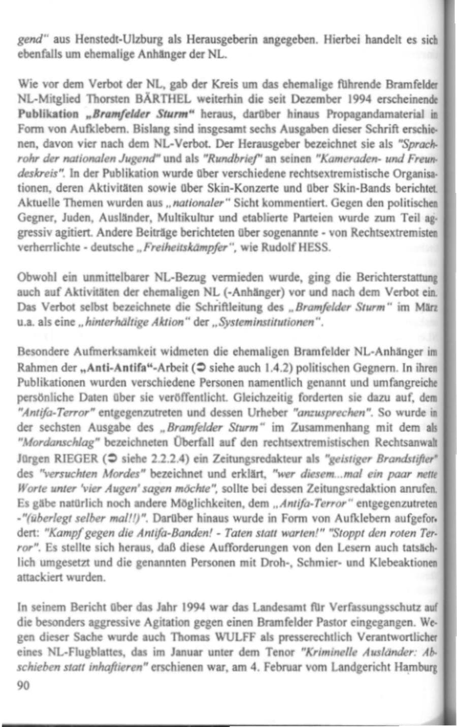 Seite 95 des Verfassungsschutzbericht 1995 Hamburg