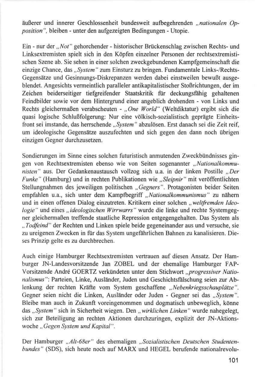 Seite 101 des Verfassungsschutzbericht 1996 Hamburg