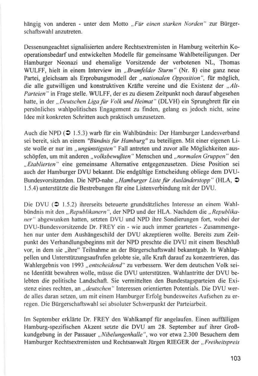 Seite 103 des Verfassungsschutzbericht 1996 Hamburg
