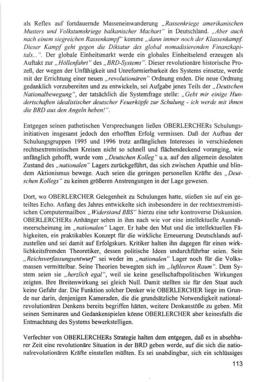Seite 113 des Verfassungsschutzbericht 1996 Hamburg