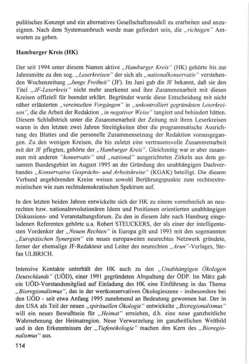Seite 114 des Verfassungsschutzbericht 1996 Hamburg