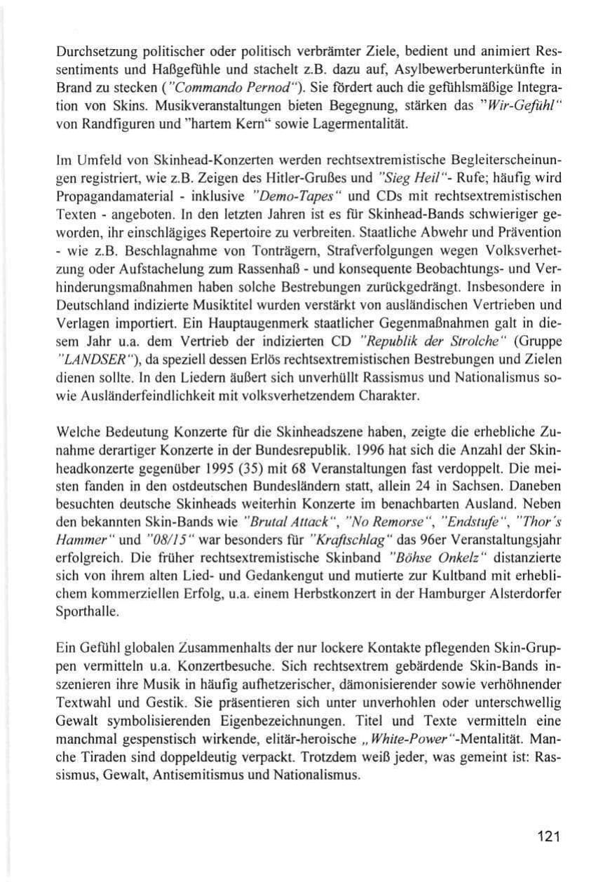 Seite 121 des Verfassungsschutzbericht 1996 Hamburg