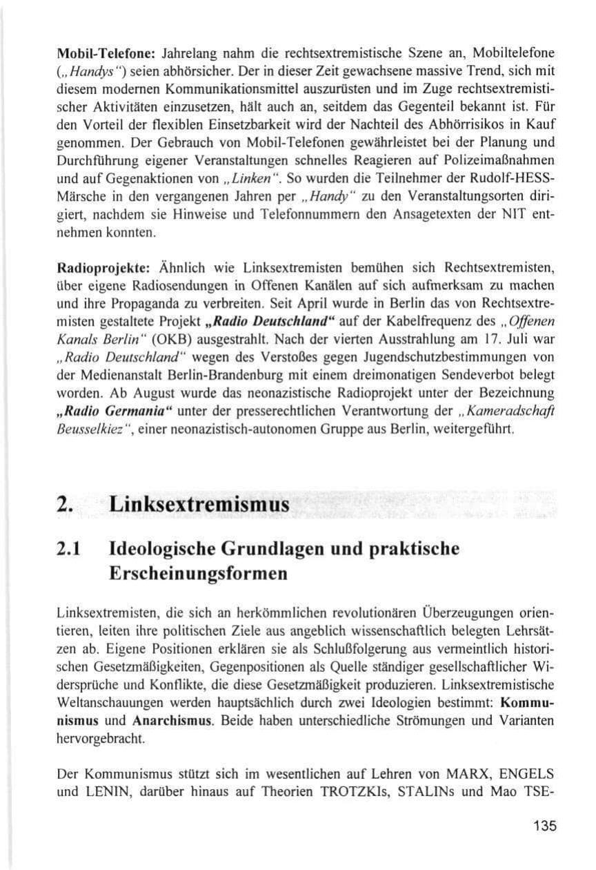 Seite 135 des Verfassungsschutzbericht 1996 Hamburg