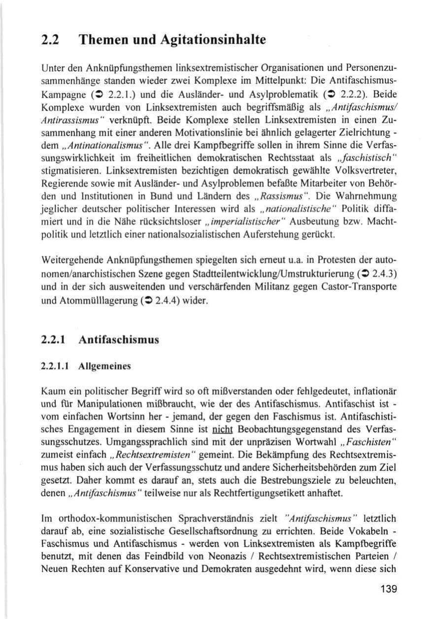 Seite 139 des Verfassungsschutzbericht 1996 Hamburg