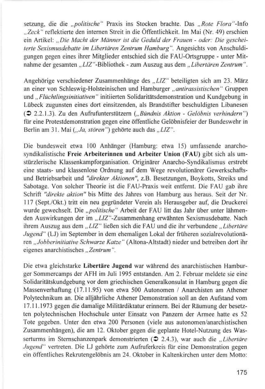 Seite 175 des Verfassungsschutzbericht 1996 Hamburg