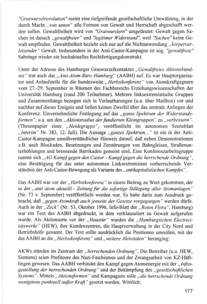 Seite 177 des Verfassungsschutzbericht 1996 Hamburg