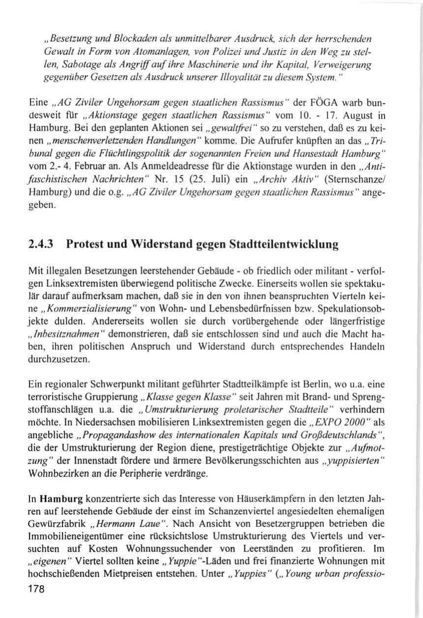 Seite 178 des Verfassungsschutzbericht 1996 Hamburg