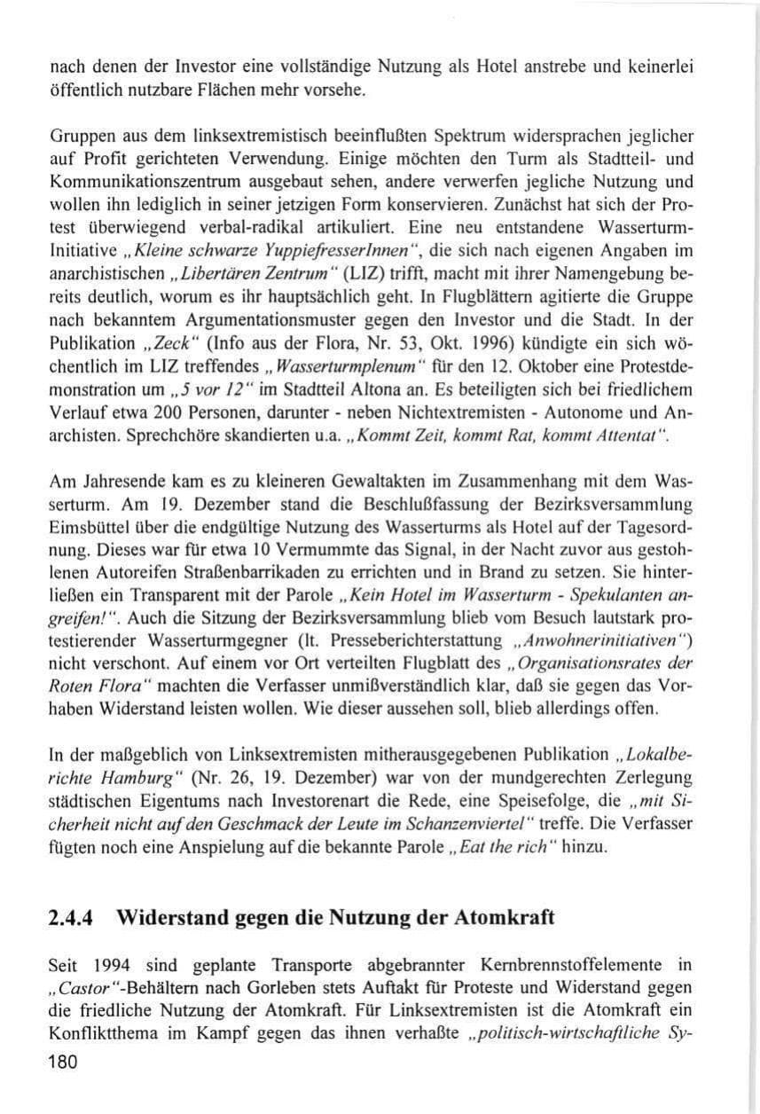 Seite 180 des Verfassungsschutzbericht 1996 Hamburg