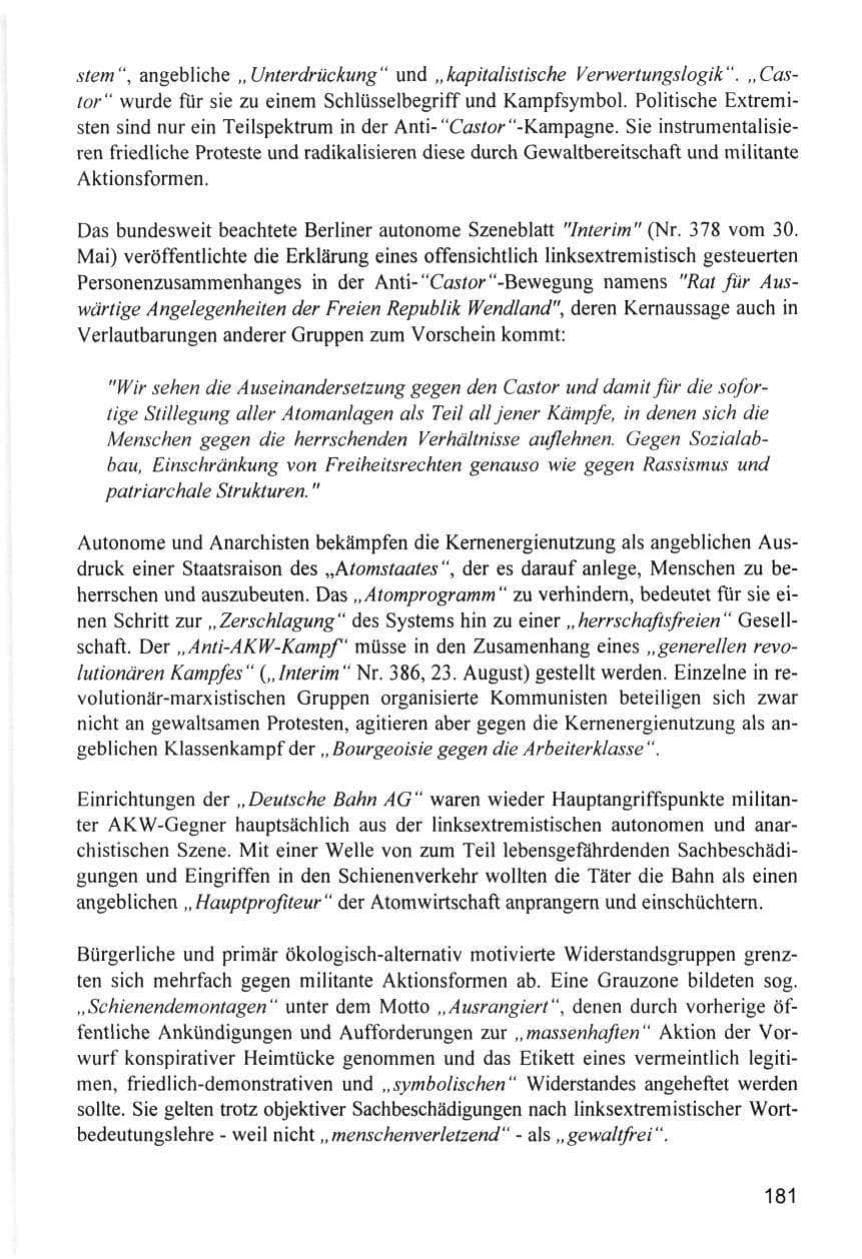 Seite 181 des Verfassungsschutzbericht 1996 Hamburg