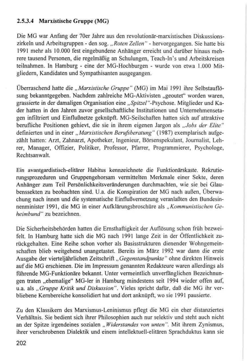 Seite 202 des Verfassungsschutzbericht 1996 Hamburg