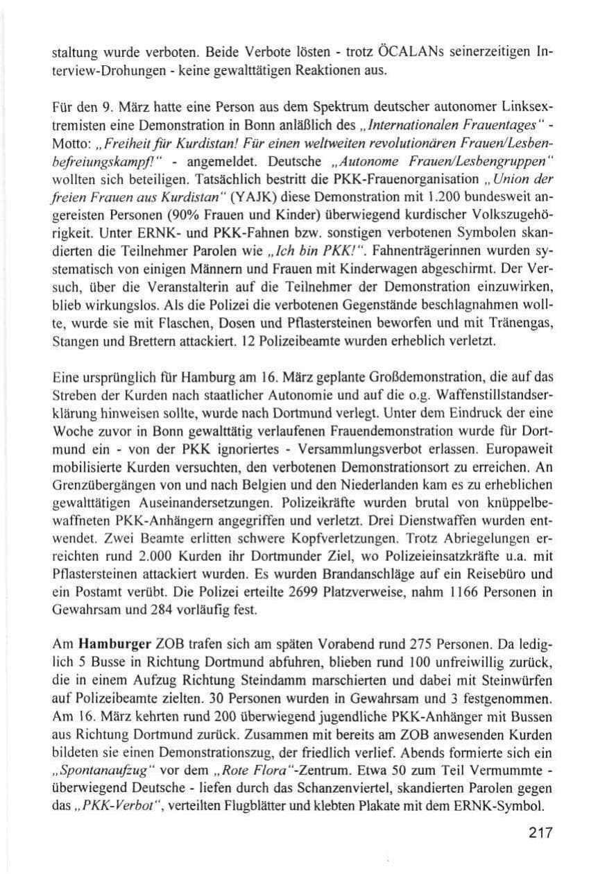 Seite 217 des Verfassungsschutzbericht 1996 Hamburg