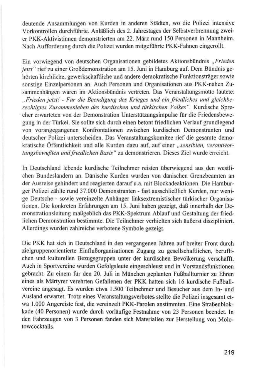 Seite 219 des Verfassungsschutzbericht 1996 Hamburg