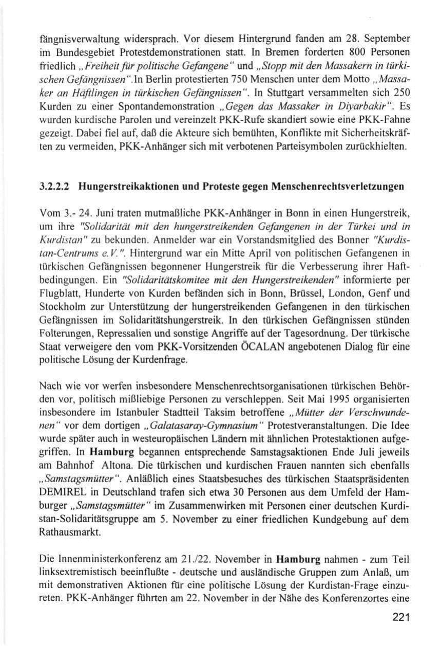 Seite 221 des Verfassungsschutzbericht 1996 Hamburg