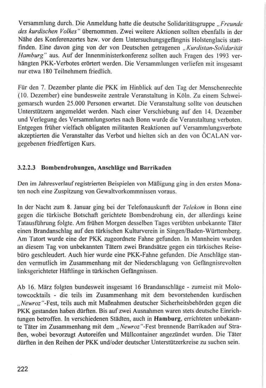 Seite 222 des Verfassungsschutzbericht 1996 Hamburg