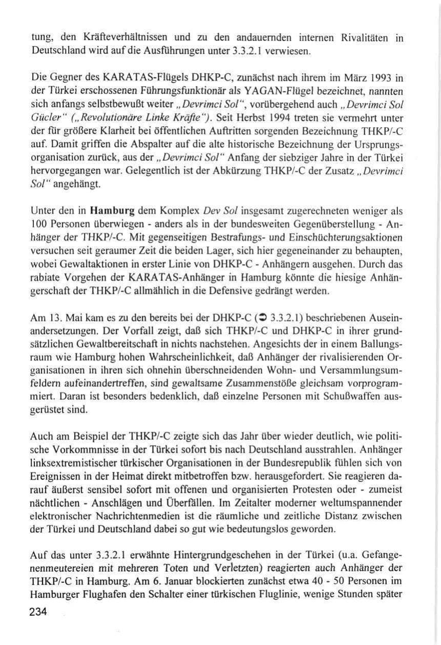 Seite 234 des Verfassungsschutzbericht 1996 Hamburg