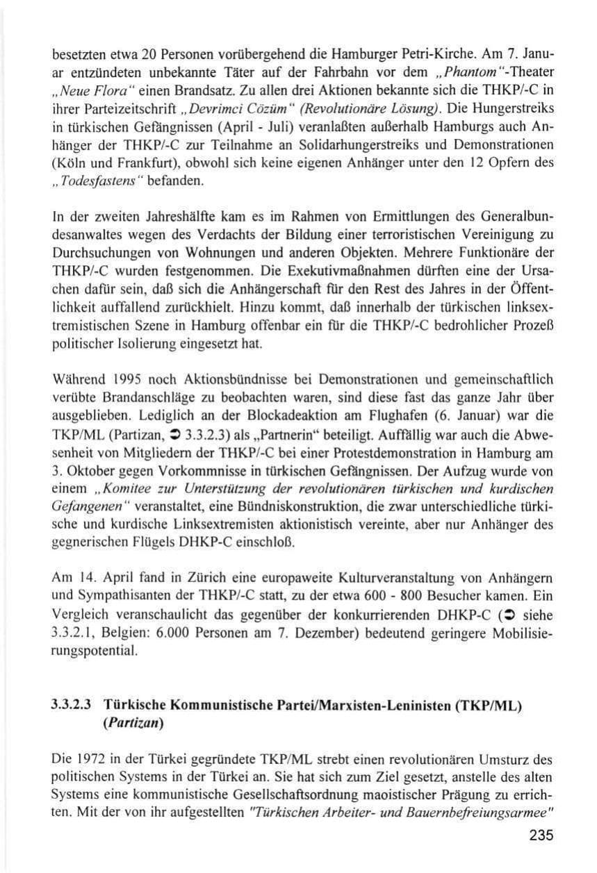 Seite 235 des Verfassungsschutzbericht 1996 Hamburg