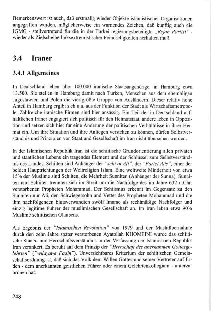 Seite 248 des Verfassungsschutzbericht 1996 Hamburg
