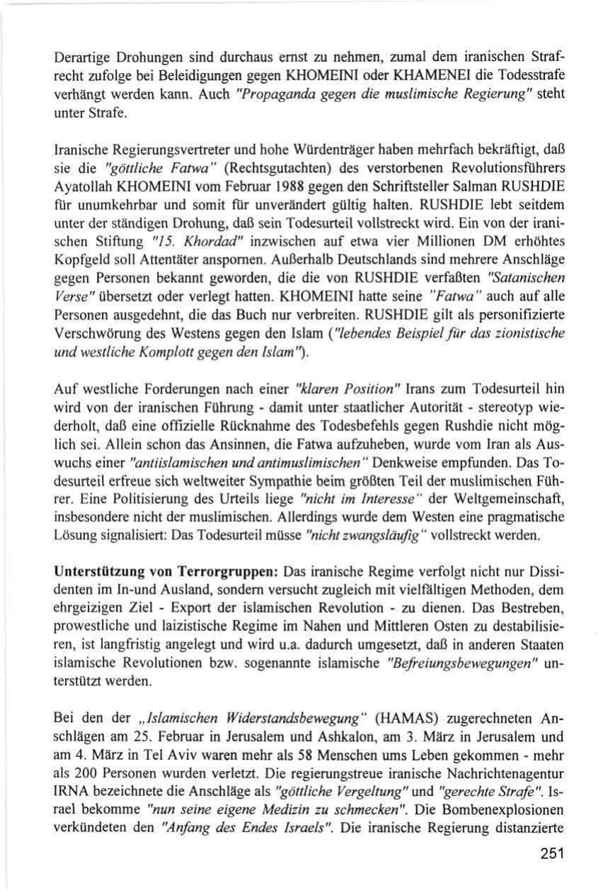 Seite 251 des Verfassungsschutzbericht 1996 Hamburg