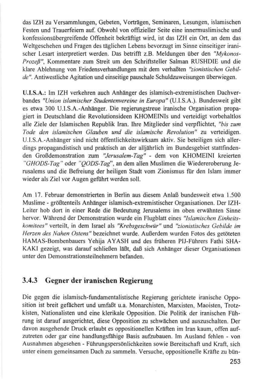 Seite 253 des Verfassungsschutzbericht 1996 Hamburg