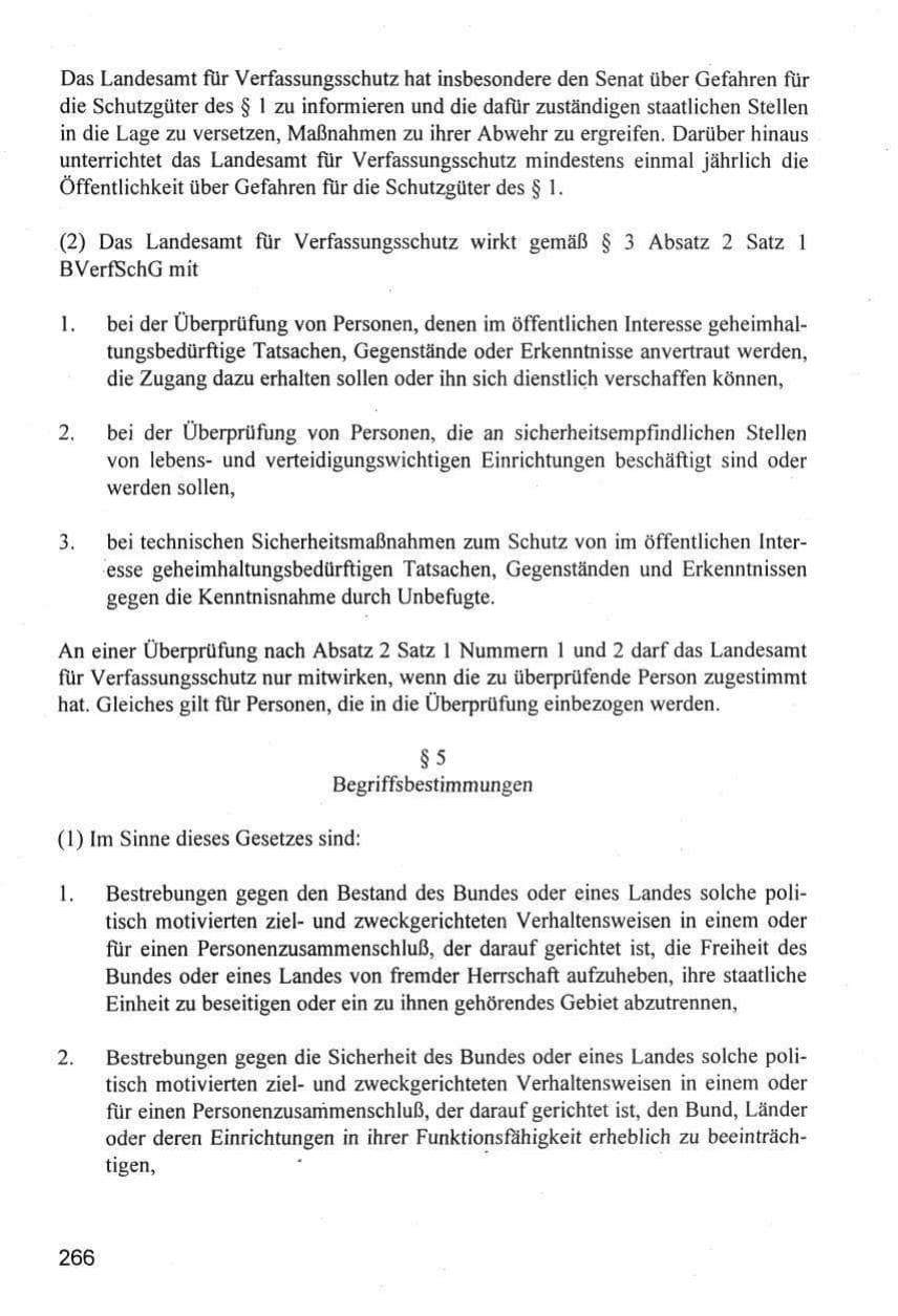 Seite 266 des Verfassungsschutzbericht 1996 Hamburg