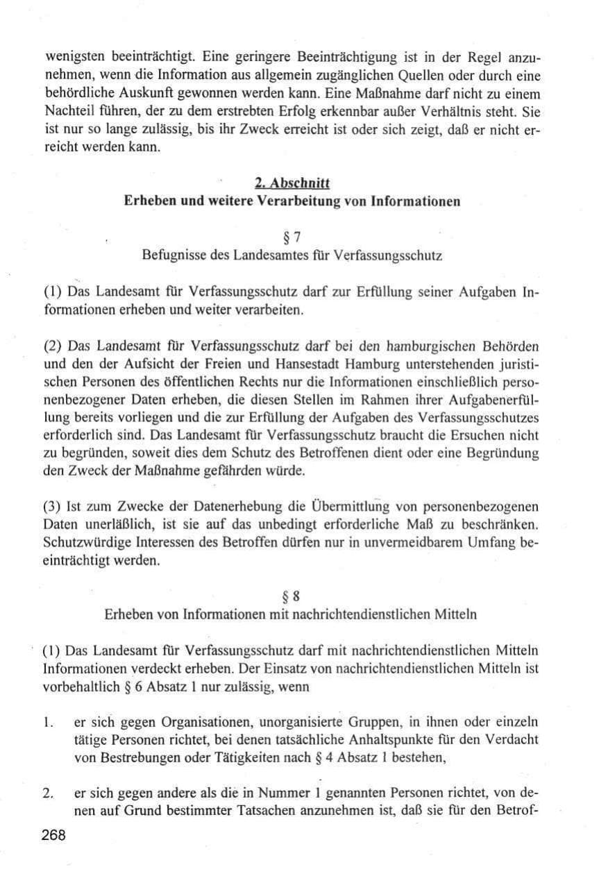Seite 268 des Verfassungsschutzbericht 1996 Hamburg