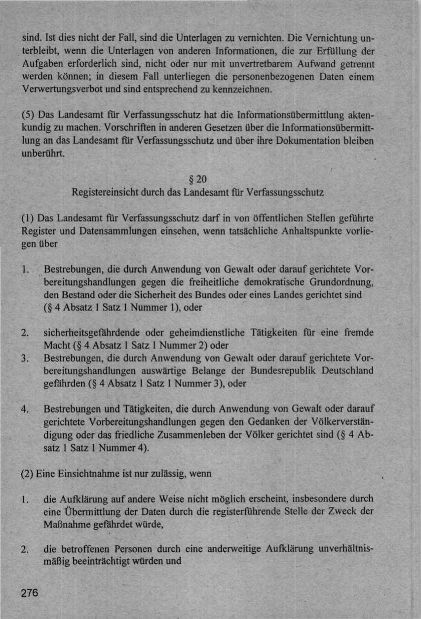 Seite 276 des Verfassungsschutzbericht 1996 Hamburg