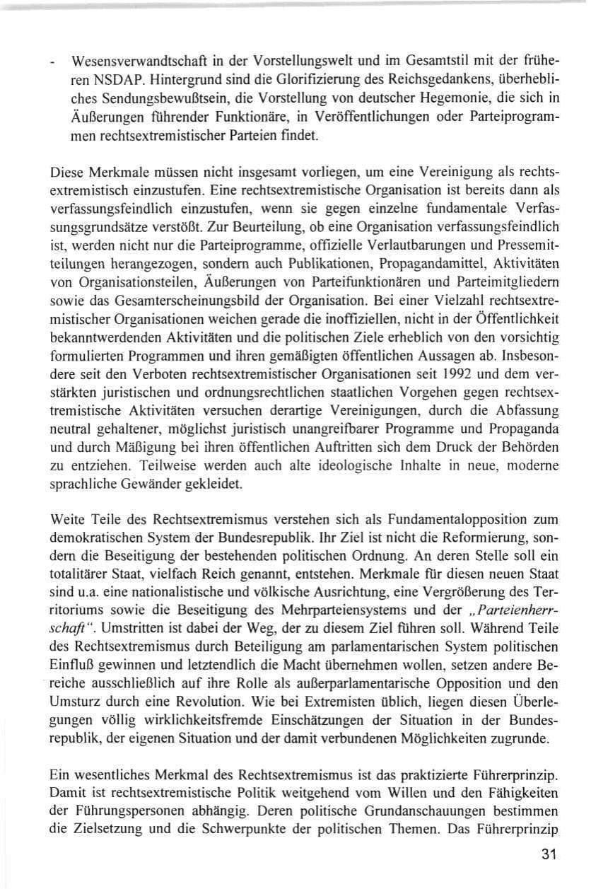Seite 31 des Verfassungsschutzbericht 1996 Hamburg