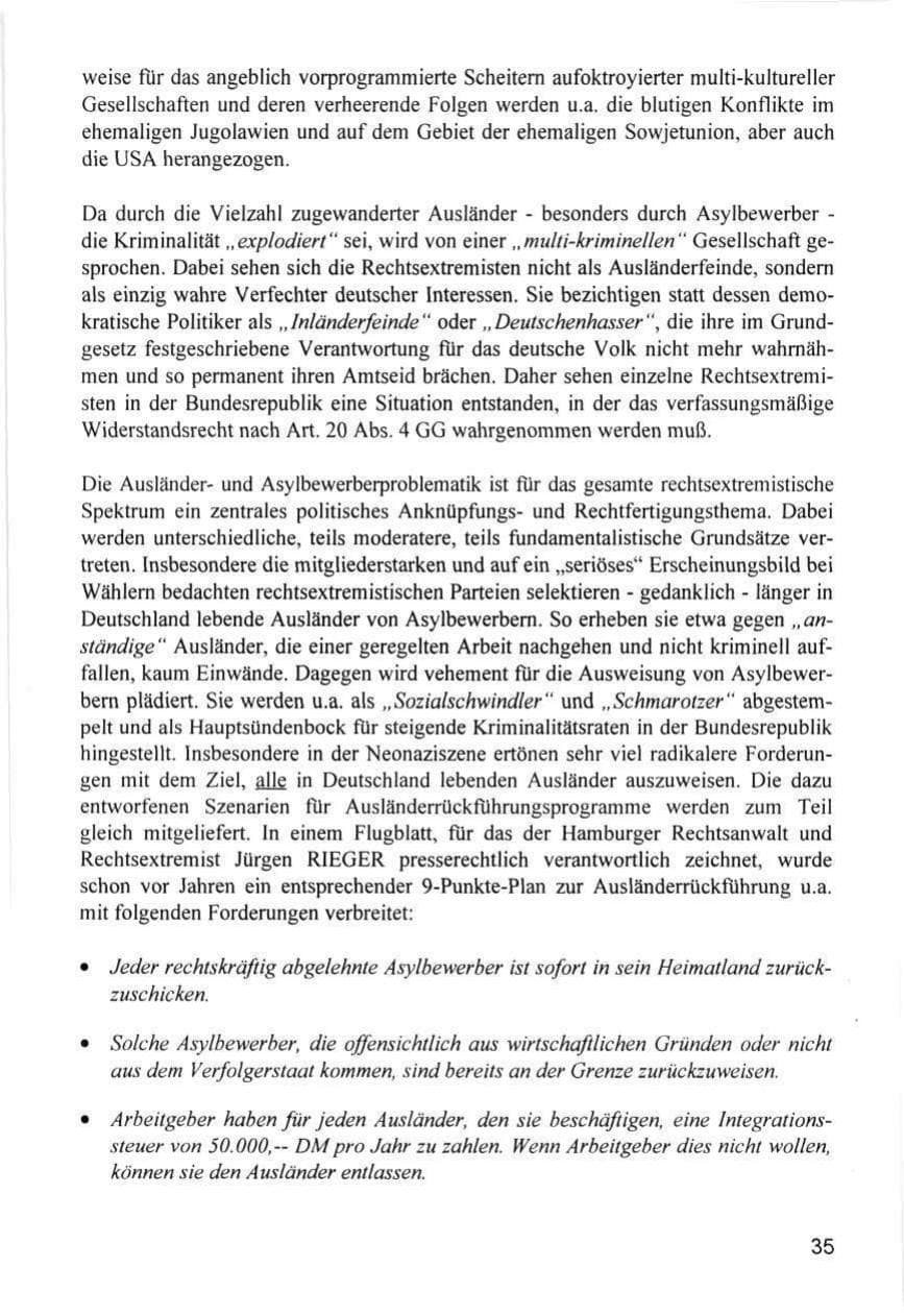 Seite 35 des Verfassungsschutzbericht 1996 Hamburg