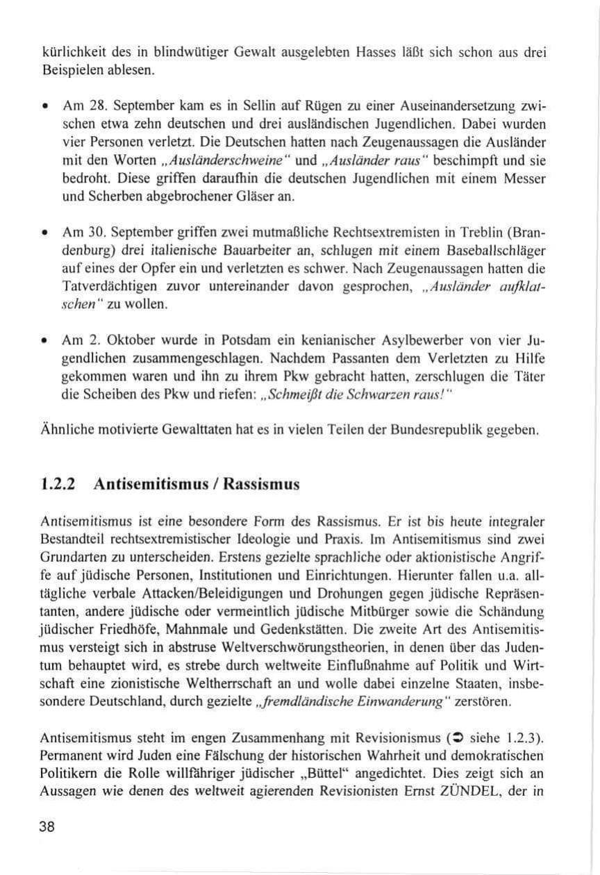 Seite 38 des Verfassungsschutzbericht 1996 Hamburg