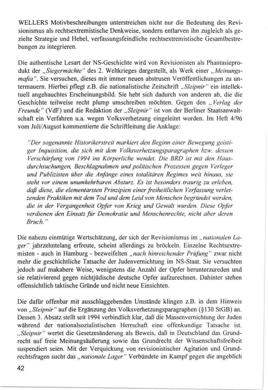 Seite 42 des Verfassungsschutzbericht 1996 Hamburg