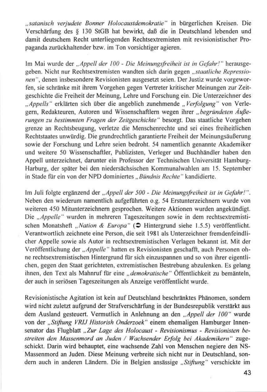 Seite 43 des Verfassungsschutzbericht 1996 Hamburg