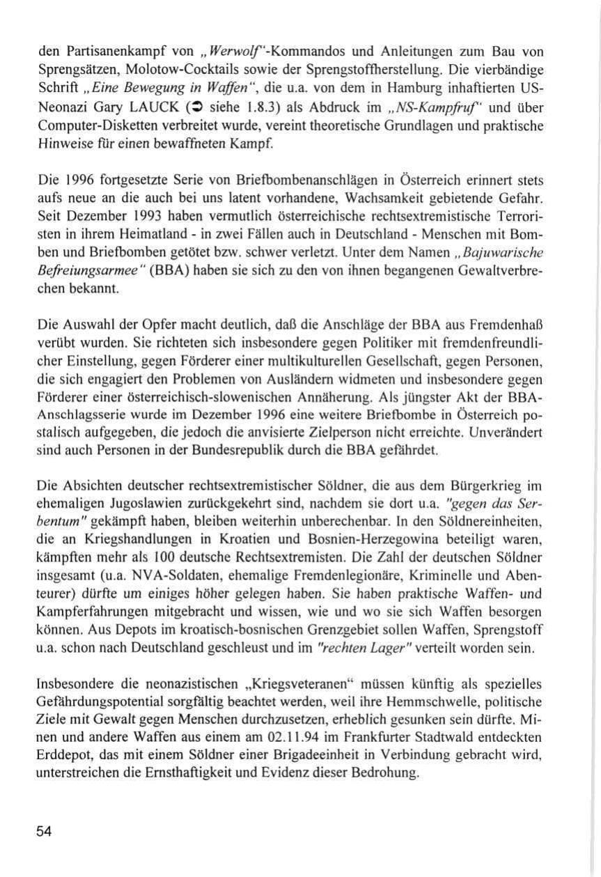 Seite 54 des Verfassungsschutzbericht 1996 Hamburg