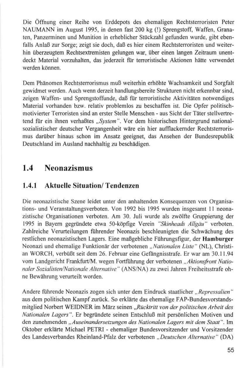 Seite 55 des Verfassungsschutzbericht 1996 Hamburg