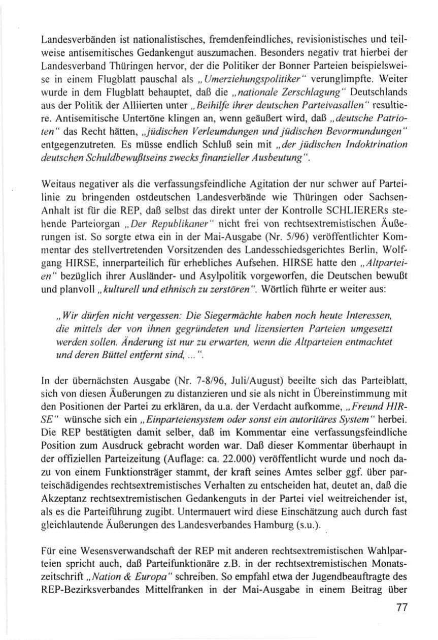 Seite 77 des Verfassungsschutzbericht 1996 Hamburg