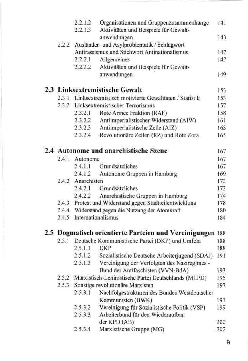Seite 9 des Verfassungsschutzbericht 1996 Hamburg