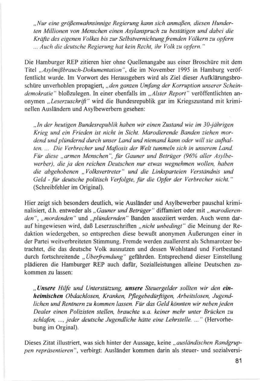 Seite 81 des Verfassungsschutzbericht 1996 Hamburg