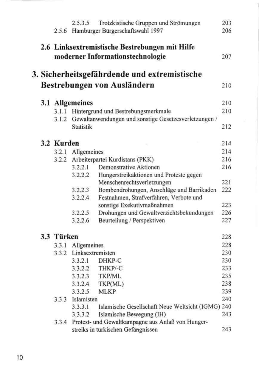 Seite 10 des Verfassungsschutzbericht 1996 Hamburg