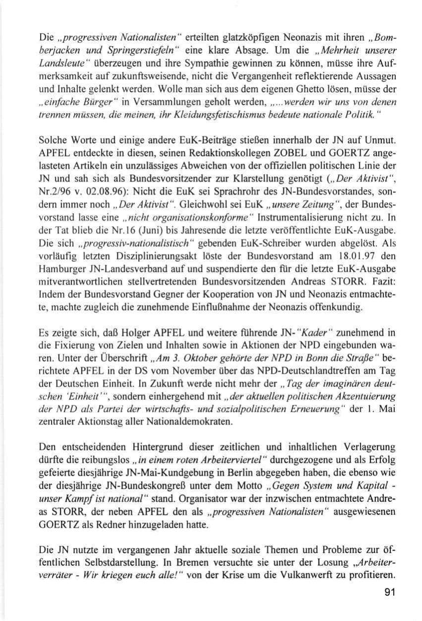 Seite 91 des Verfassungsschutzbericht 1996 Hamburg